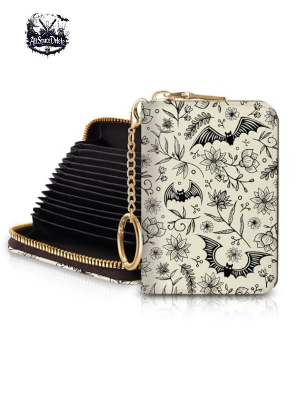 RFID Credit Card Holder Wallet with Keychain, 12 Card Slots, PU Leather
